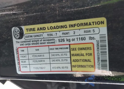 2009 Ford Flex Se z USA, uszkodzony, nr VIN 2FMDK51C59BA25131